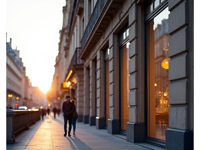 Vue extérieure de l'immeuble du 79 Rue de Rivoli à Paris, avec des éléments modernes et des passants.